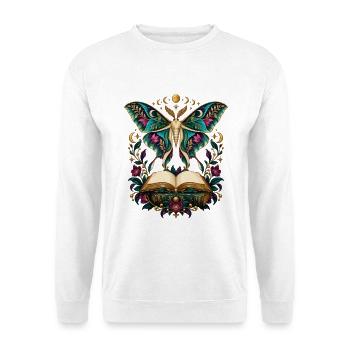 Buchfalter Mondzauber - Unisex Pullover - Weiß - Vorne - Alina (178cm) & Michal (187cm)