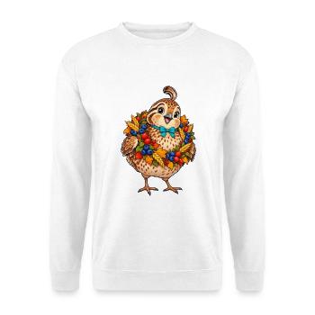 Küken im Blumenkranz - Unisex Pullover - Weiß - Vorne - Alina (178cm) & Michal (187cm)