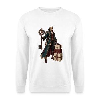 Runenmagier mit Geschenken - Unisex Pullover - Weiß - Vorne - Alina (178cm) & Michal (187cm)