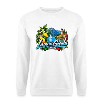 Lago di Garda – Italien, See & Dolce Vita - Unisex Pullover - Weiß - Vorne - Alina (178cm) & Michal (187cm)