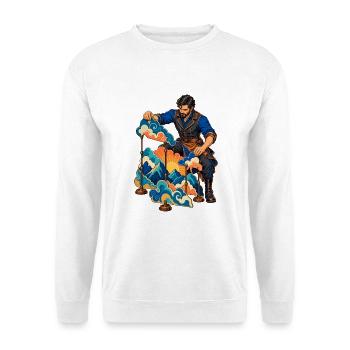 Wolkenkulissen-Szenenmeister mit Bergsonne - Unisex Pullover - Weiß - Vorne - Alina (178cm) & Michal (187cm)