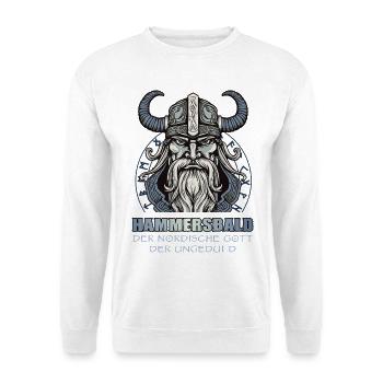 Hammersbald, nordische Gott der Ungeduld Wikinger  - Unisex Pullover - Weiß - Vorne - Alina (178cm) & Michal (187cm)