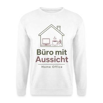 Büro mit Aussicht Home Office - Unisex Pullover - Weiß - Vorne - Alina (178cm) & Michal (187cm)
