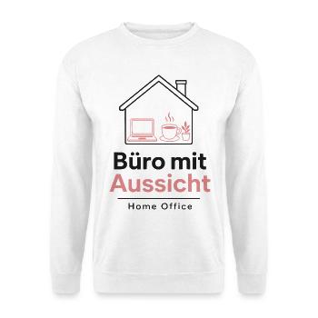 Büro mit Aussicht – Home Office - Unisex Pullover - Weiß - Vorne - Alina (178cm) & Michal (187cm)