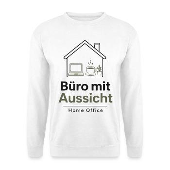 Büro mit Aussicht Home Office - Unisex Pullover - Weiß - Vorne - Alina (178cm) & Michal (187cm)