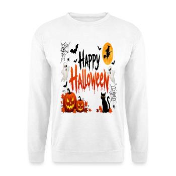 Halloween-Kürbisse & Geister - Unisex Pullover - Weiß - Vorne - Alina (178cm) & Michal (187cm)
