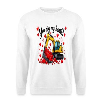 Ein Ausgräber, der Herzen liebt - Unisex Pullover - Weiß - Vorne - Alina (178cm) & Michal (187cm)