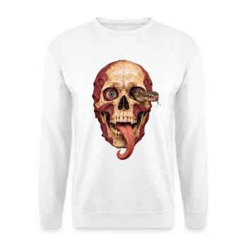 Totenkopf Halloween Totenschädel - Unisex Pullover - Weiß - Vorne - Alina (178cm) & Michal (187cm)