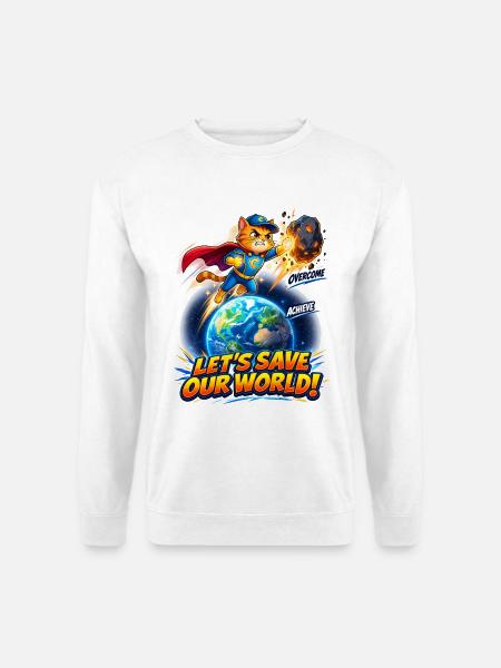 Superhelden-Kätzchen rettet die Erde - Unisex Pullover - Weiß
