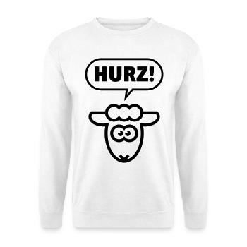 Hurz! (Lamm / Sketch / Lustig / Total Normal / B) - Unisex Pullover - Weiß - Vorne - Alina (178cm) & Michal (187cm)