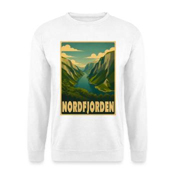 Nordfjorden Fjord Norwegen - Unisex Pullover - Weiß - Vorne - Alina (178cm) & Michal (187cm)