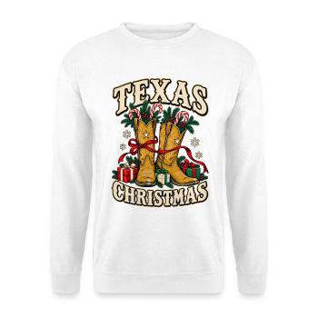 Texas Weihnachtsstiefel Motiv - Unisex Pullover - Weiß - Vorne - Alina (178cm) & Michal (187cm)
