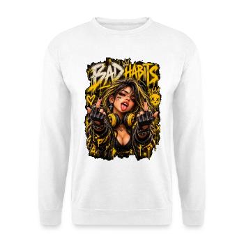 Punk Graffiti Königin - Unisex Pullover - Weiß - Vorne - Alina (178cm) & Michal (187cm)