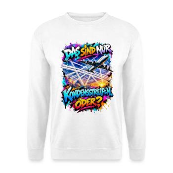 Kondensstreifen oder Verschwörung (Chemtrails)? - Unisex Pullover - Weiß - Vorne - Alina (178cm) & Michal (187cm)