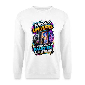 Falsches Universum Neonöffnung - Unisex Pullover - Weiß - Vorne - Alina (178cm) & Michal (187cm)