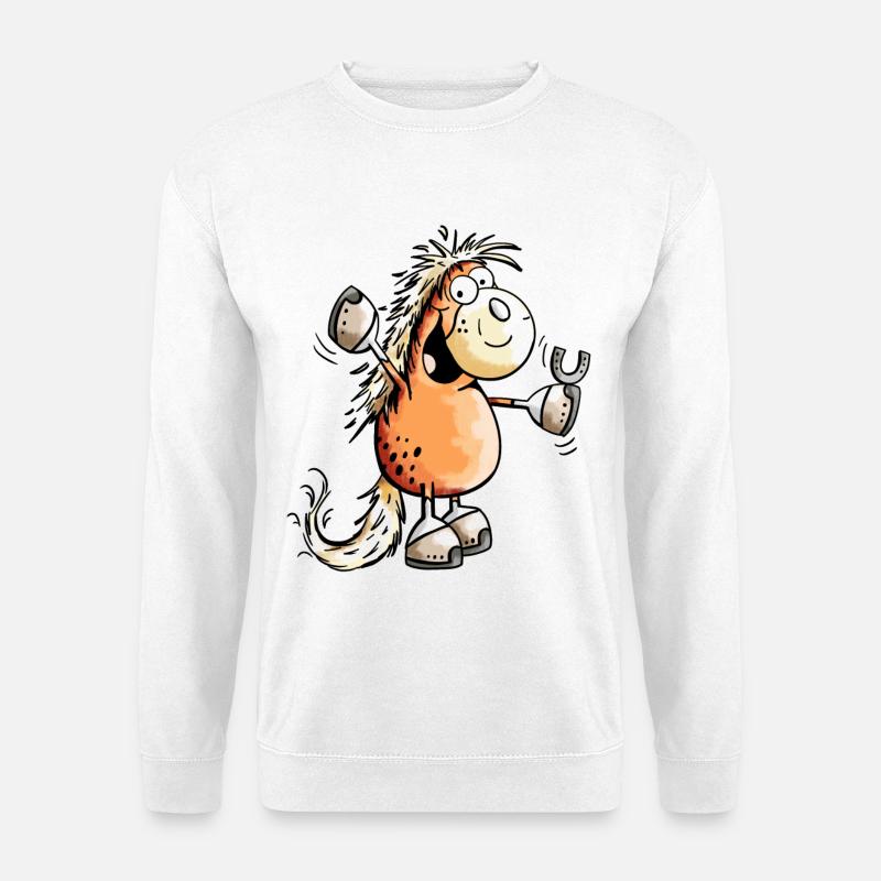 Lustiges Pferd - Pferde - Horse - Pony - Fuchs - Unisex Pullover - Weiß