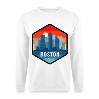 Boston Skyline Retro Badge - Unisex Sweatshirt - white - Front