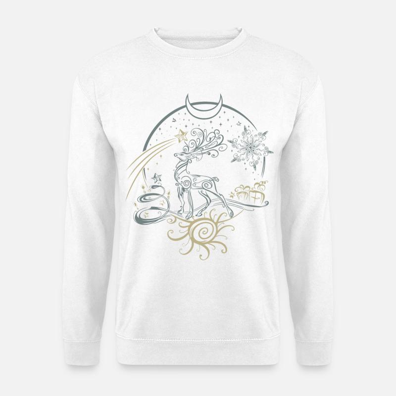 Hirsch Geweih Weihnachten Yule Nacht - Unisex Pullover - Weiß