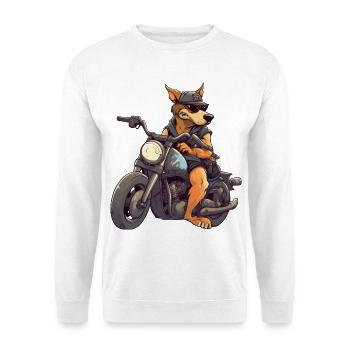 Cool dog on the motorcycle - Unisex Sweatshirt - white - Front