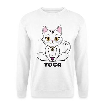 Yoga Katze im Meditativen Stil - Unisex Pullover - Weiß - Vorne