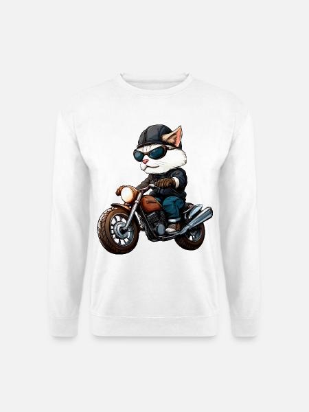 Motorcyclist Cat - Unisex Sweatshirt - white