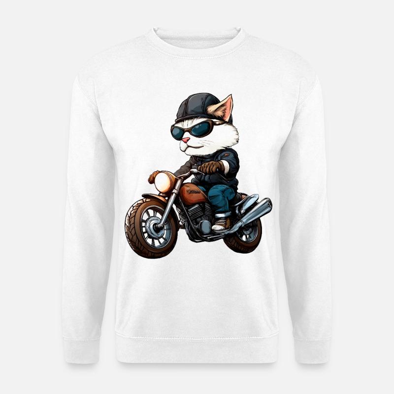 Motorcyclist Cat - Unisex Sweatshirt - white