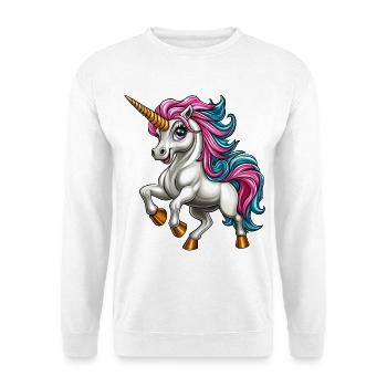 Licorne aux cheveux bleus roses :) - Sweat-shirt Unisexe - blanc - Devant