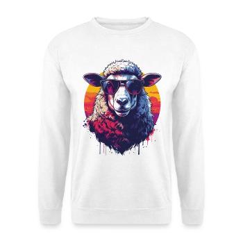 Cooles Retro-Schaf mit Brille - Unisex Pullover - Weiß - Vorne