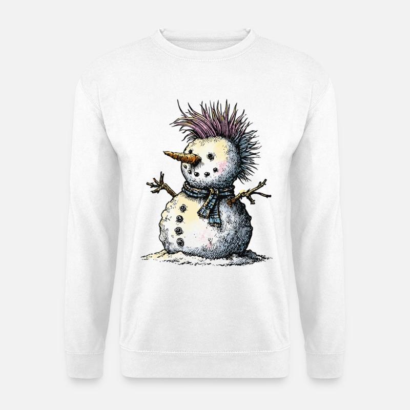 Punk Schneemann Winter Humor - Unisex Pullover - Weiß