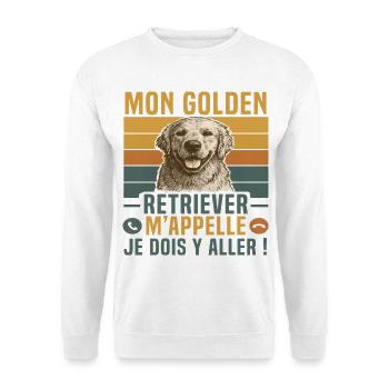 Hundehumor Mein Golden Retriever nennt mich Retro - Unisex Pullover - Weiß - Vorne