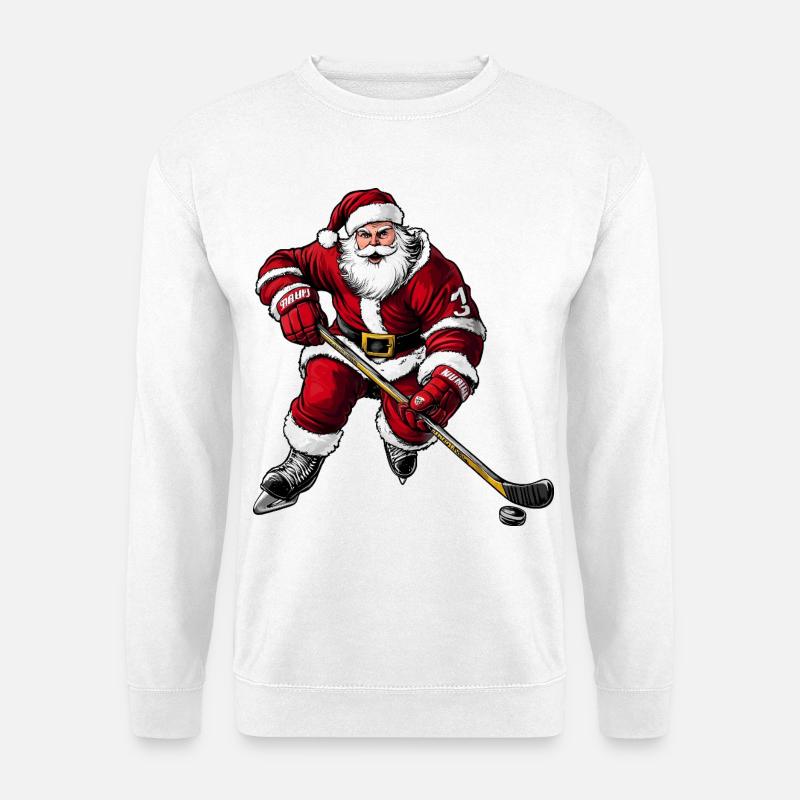 Eishockeyspieler Weihnachtsmann - Unisex Pullover - Weiß