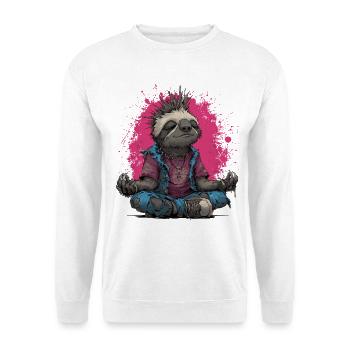 Punk Faultier Meditation - Unisex Pullover - Weiß - Vorne