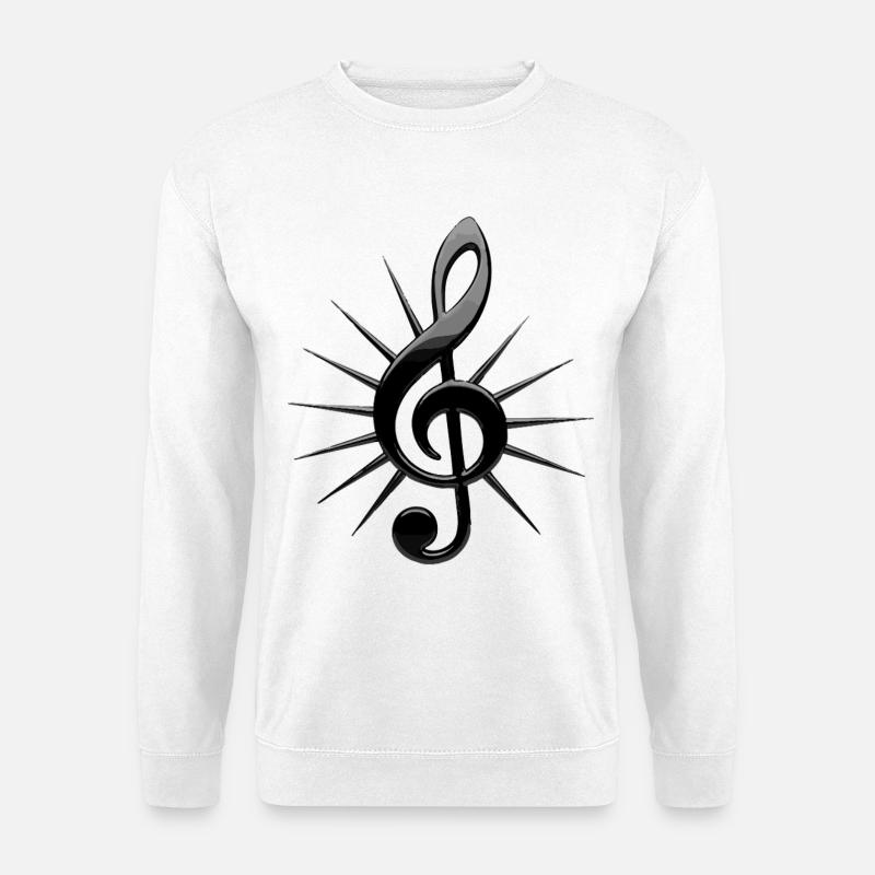 Schwarze Noten mit Strahlen - Unisex Pullover - Weiß