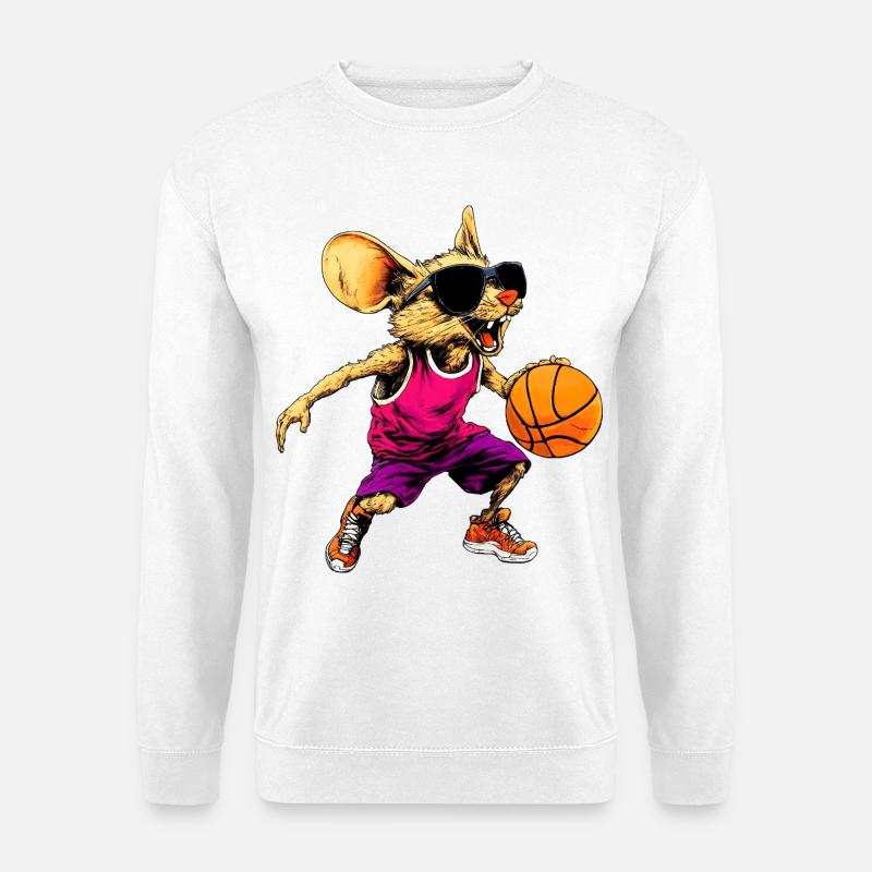 Basketball Mäuschen - Unisex Pullover - Weiß