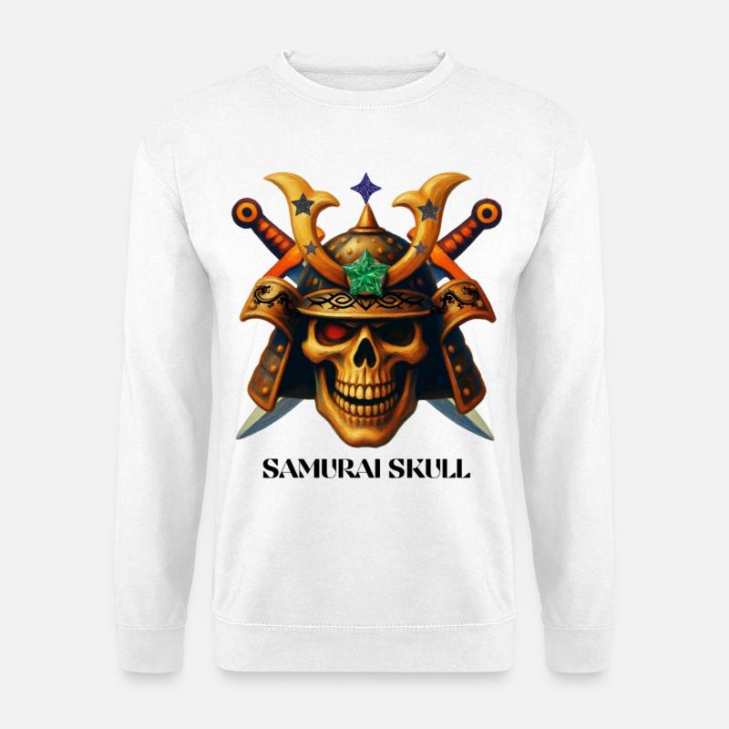 Samurai Skull T-Shirt-Design. - Unisex Pullover - Weiß