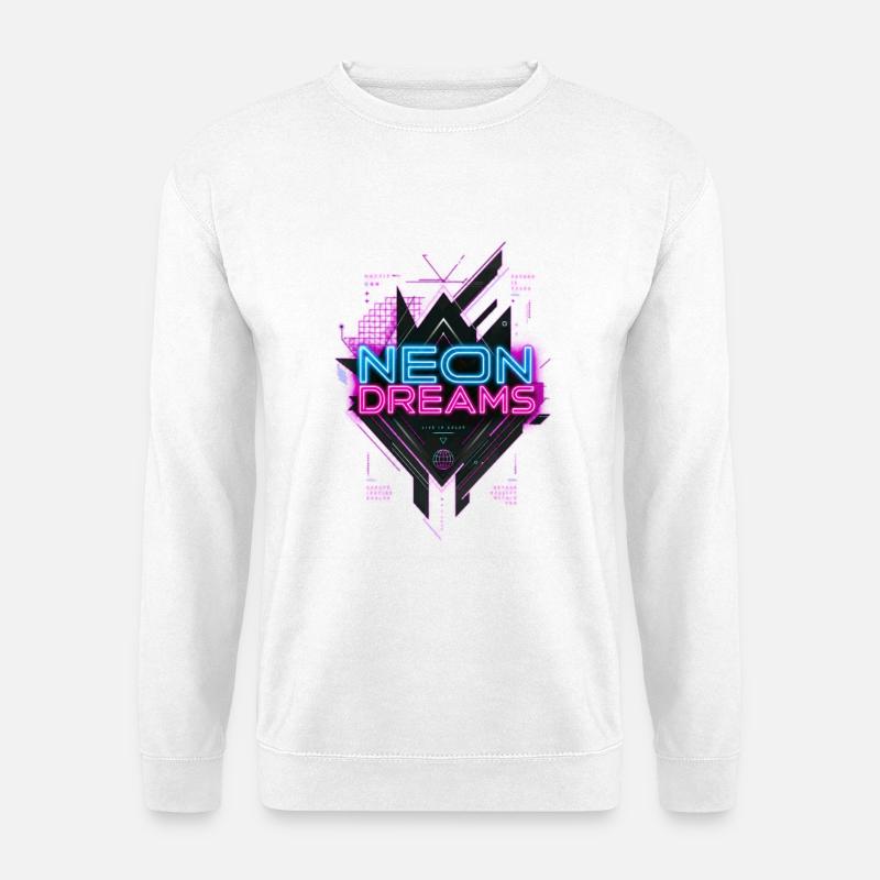 Neon Dreams - Haut Cyberpunk Retrowave Style - Sweat-shirt Unisexe - blanc
