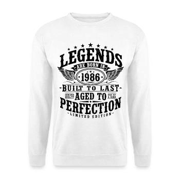 1986 Jahrgang geboren Legenden Vintage Geburtstag - Unisex Pullover - Weiß - Vorne - Alina (178cm) & Michal (187cm)