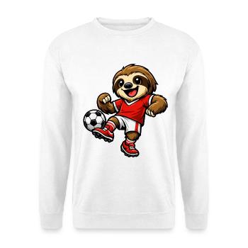 Süßes Faultier beim Fußball - Unisex Pullover - Weiß - Vorne