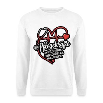 Pflegekraft Herzbeat Motiv - Unisex Pullover - Weiß - Vorne
