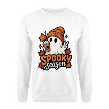 Spooky Season Ghost with Pumpkin Hat - Unisex Sweatshirt - white - Front