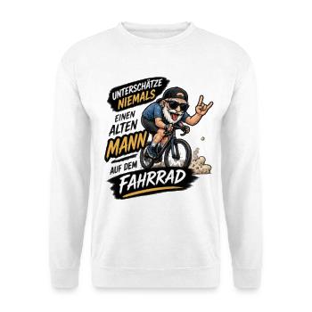 Nie Unterschätze Mann am Fahrrad - Unisex Pullover - Weiß - Vorne