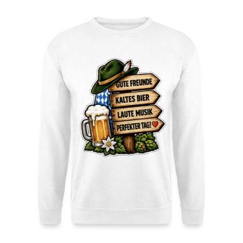 Gute Freunde Kaltes Bier - Unisex Pullover - Weiß - Vorne - Alina (178cm) & Michal (187cm)