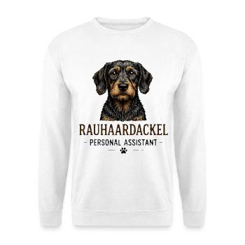 RauhaarDackel Personal Assistant - Unisex Pullover - Weiß - Vorne - Alina (178cm) & Michal (187cm)