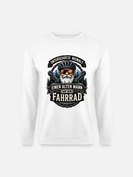 Alter Mann auf dem Fahrrad - Unisex Pullover - Weiß