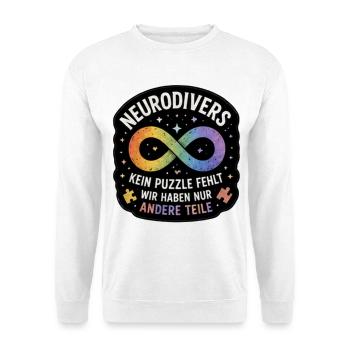 Neurodiversität Unendliche Teile - Unisex Pullover - Weiß - Vorne - Alina (178cm) & Michal (187cm)