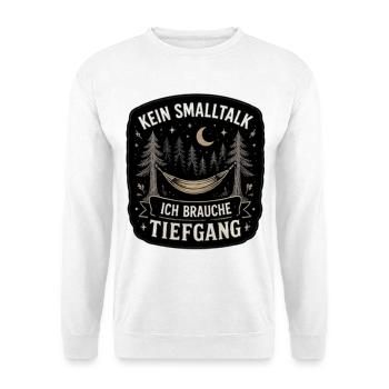 Kein Smalltalk Tiefgang Nachtwald - Unisex Pullover - Weiß - Vorne - Alina (178cm) & Michal (187cm)