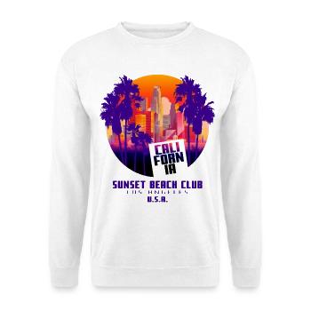 Sunset Beach Club - Los Angeles - Unisex Pullover - Weiß - Vorne - Alina (178cm) & Michal (187cm)