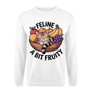 Katze ein bisschen fruchtig, niedliches Katzendesign - Unisex Pullover - Weiß - Vorne - Alina (178cm) & Michal (187cm)