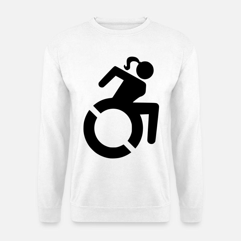 Frau im Rollstuhl, weibliche Rolle, Rollstuhl # - Unisex Pullover - Weiß