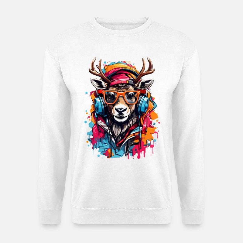 Coole Rentier - Unisex Pullover - Weiß